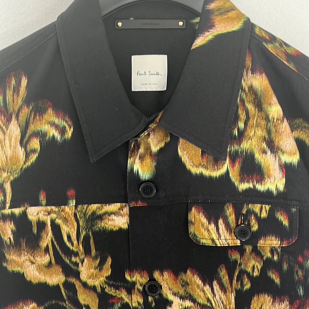 EUC Paul Smith Black and Gold Floral Shirt Jacket- beautiful print!!